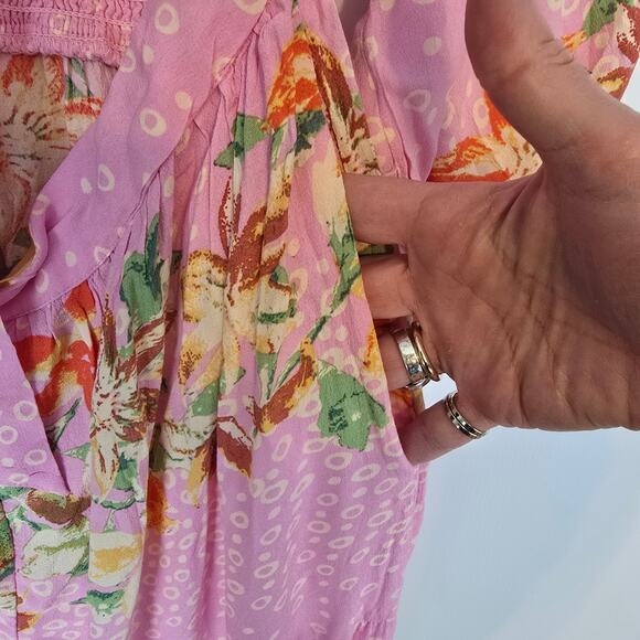 Free People x REVOLVE Paradise Jumpsuit Sugar Magnolia Combo Pink Floral L NEW - Picture 6 of 15